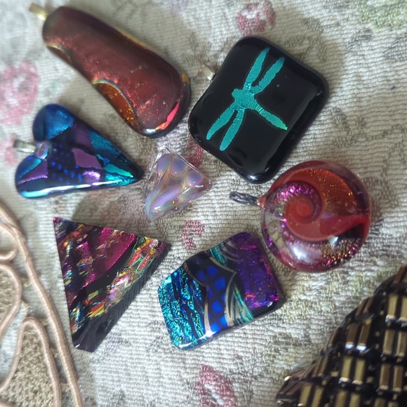 Fused, Dichroic, Fire Polish and Art Glass Pendants - Picture 3 of 12